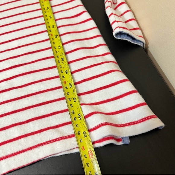 Nautica Red and White Stripes Blue Cuffs Top - Picture 12 of 12